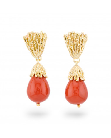Orecchini Di Argento 925 Con Perle Di Maiorca Dorato-ARGENTO 925 DESIGN ITALY | Worldofjewel.com