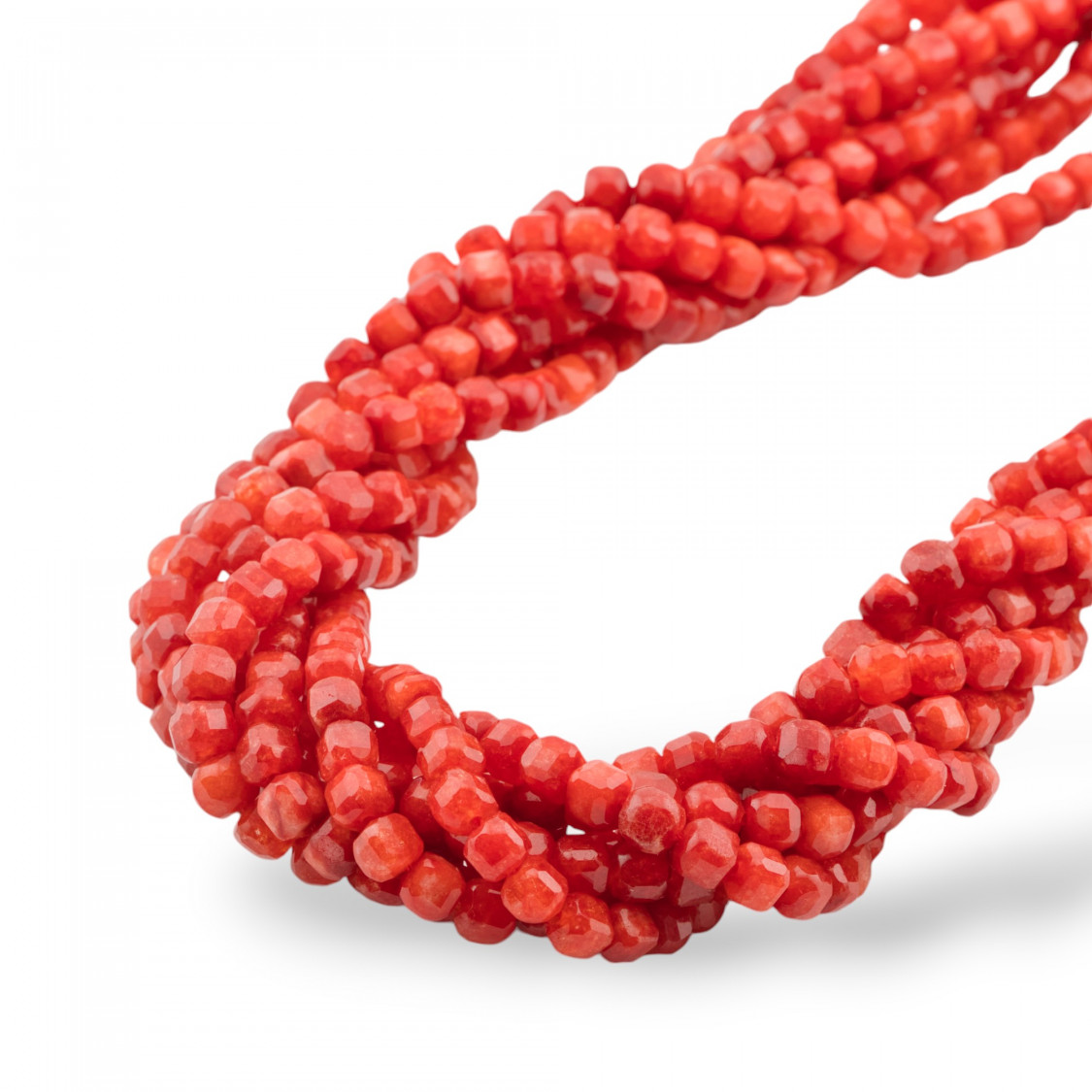 Giada Rosso Corallo Cubo Diamond Cut 4,5mm-GIADA | Worldofjewel.com