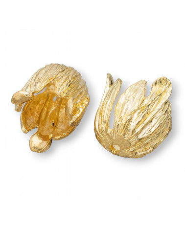 Coppette Di Bronzo Fiori 11x16mm 19pz Dorato-COPPETTE A CAMPANA | Worldofjewel.com