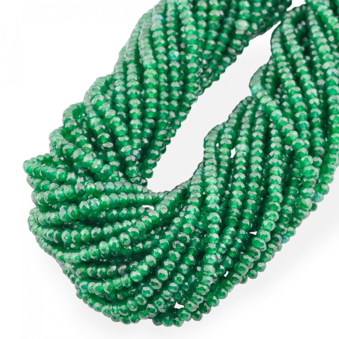 Jade Economic Line Faceted Rondelles 3.5x2.5mm Emerald Green-JADE | Worldofjewel.com
