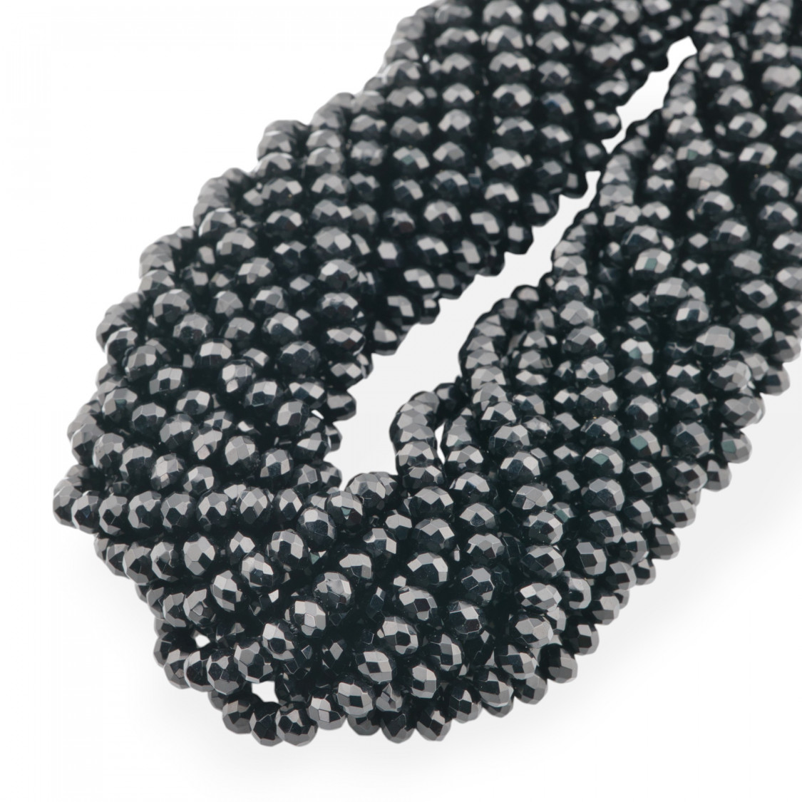 Jade Economic Line Faceted Rondelle 4x3mm Black-JADE | Worldofjewel.com