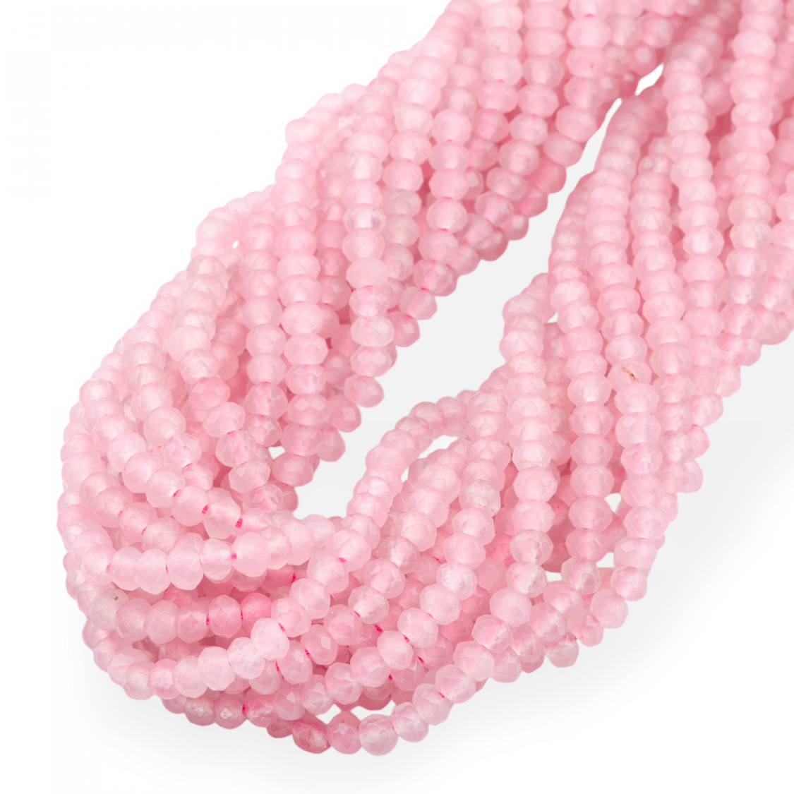 Giada Línea Económica Rondana Facetada 4x3mm Rosa-JADE | Worldofjewel.com