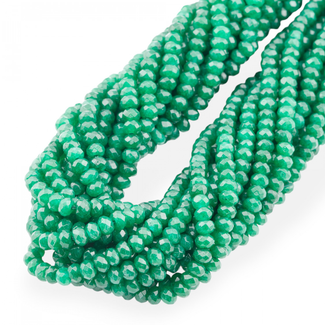 Jade Economic Line Faceted Rondelles 4x3mm Emerald Green-JADE | Worldofjewel.com