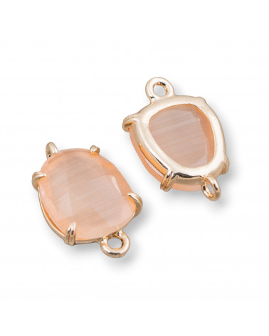 Connettore Componente Di Ottone Con Occhio Di Gatto Sfaccettato 11x17mm 16pz Pesca-LINKS PIETRE LINEA GIOIA | Worldofjewel.com