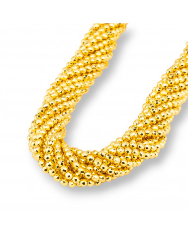Cuenta Redonda Facetada Hematita Oro 18K 3mm-HEMATITA ORO 18K | Worldofjewel.com