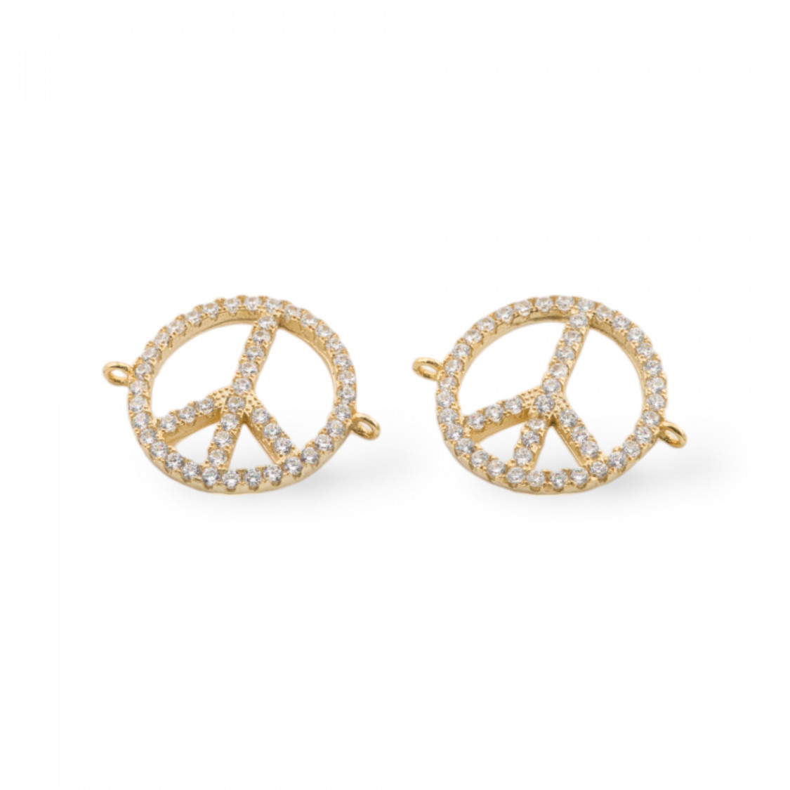Componente Connettore Di Argento 925 Con Zirconi Pace 22x18mm 3pz Dorato-CONNETTORI PAVE' | Worldofjewel.com