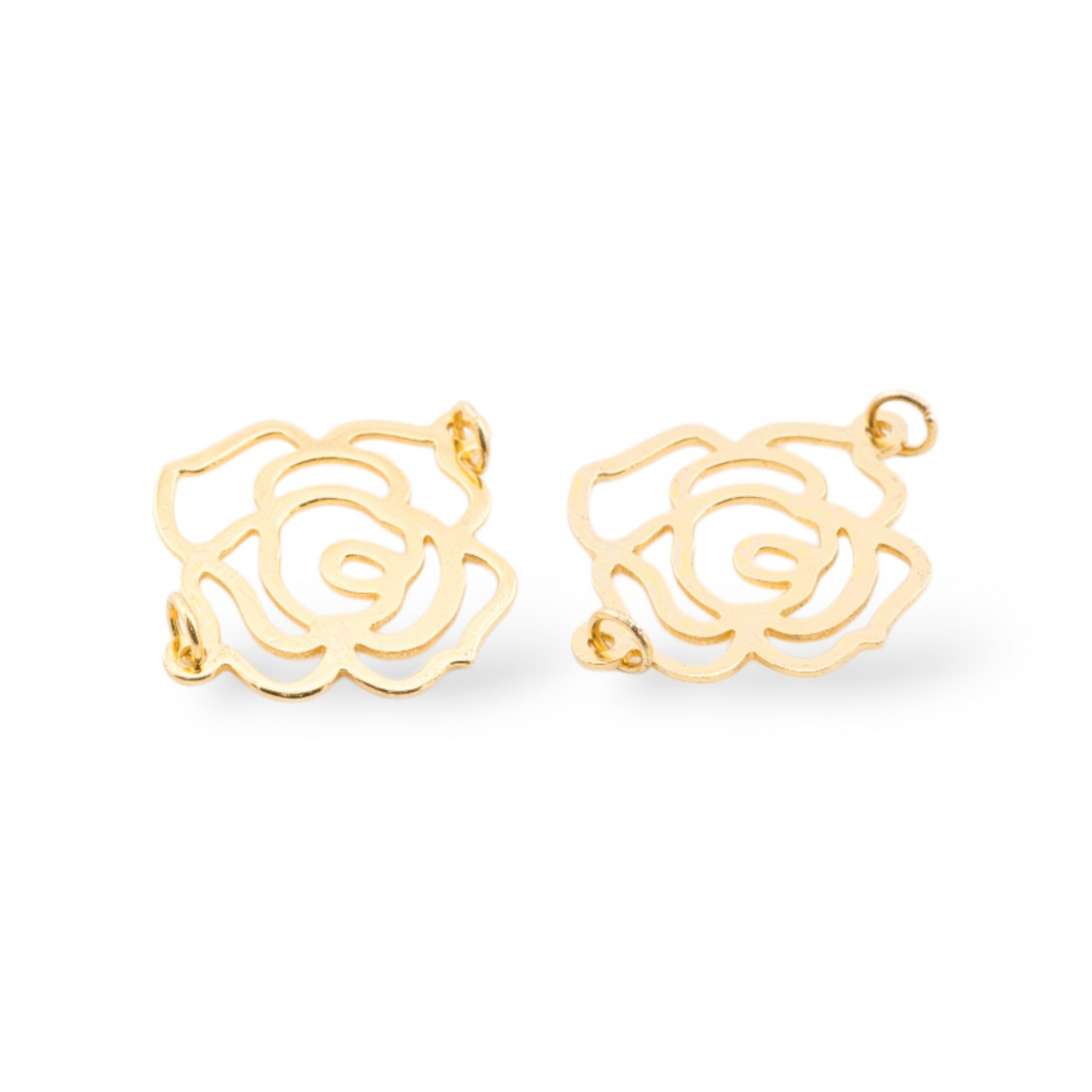 Componente Connettore Di Argento 925 Piastra Rosa 24x27mm 4pz Dorato-CONNETTORI LISCI | Worldofjewel.com