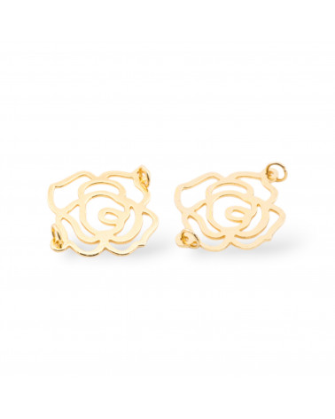 Componente Connettore Di Argento 925 Piastra Rosa 24x27mm 4pz Dorato-CONNETTORI LISCI | Worldofjewel.com