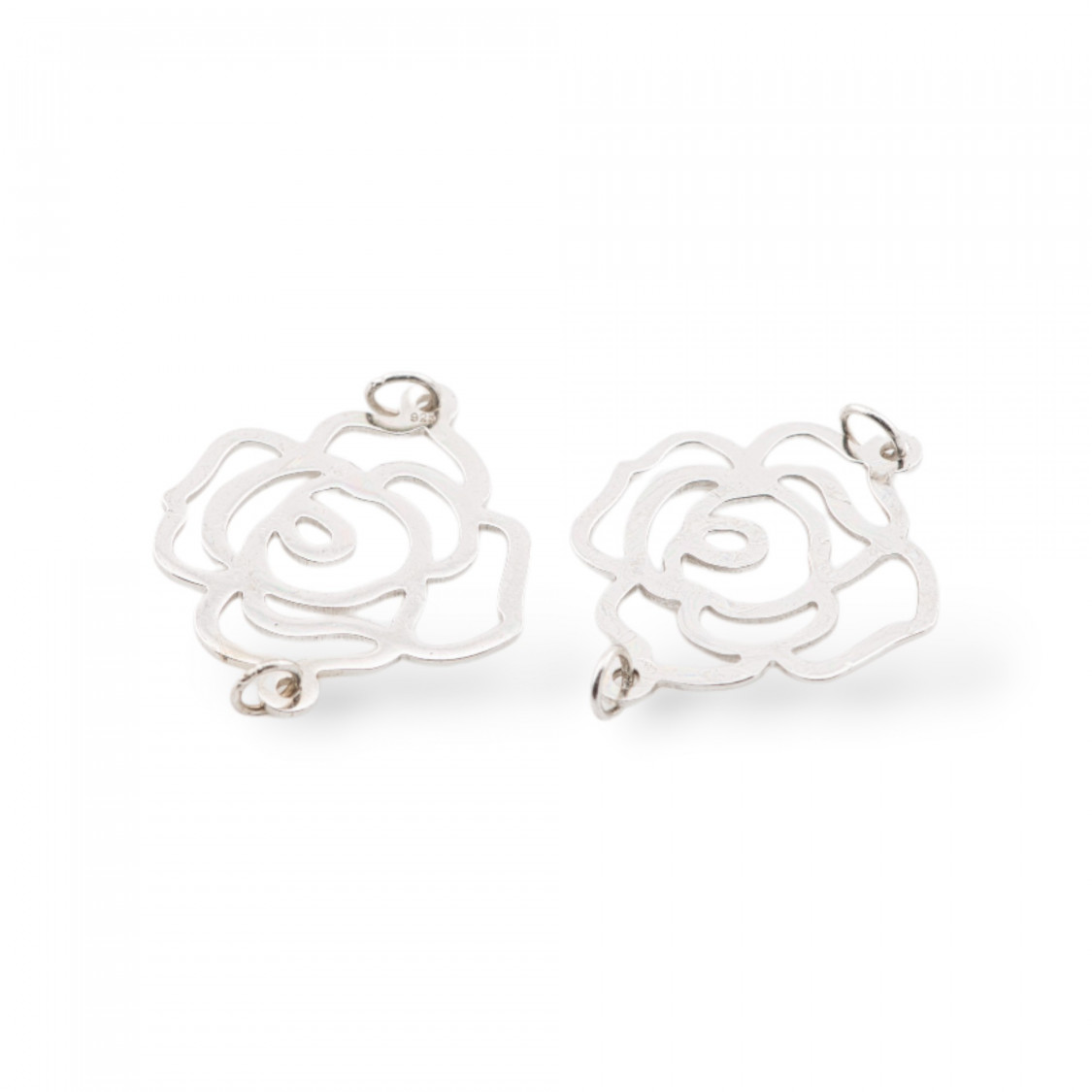 Componente Connettore Di Argento 925 Piastra Rosa 24x27mm 4pz Rodiato-CONNETTORI LISCI | Worldofjewel.com