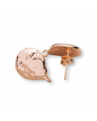 Brass Earring Bases Drop Hammered Pin 12x17mm 10 Pairs Rose Gold-BRASS AND BRONZE BASES | Worldofjewel.com