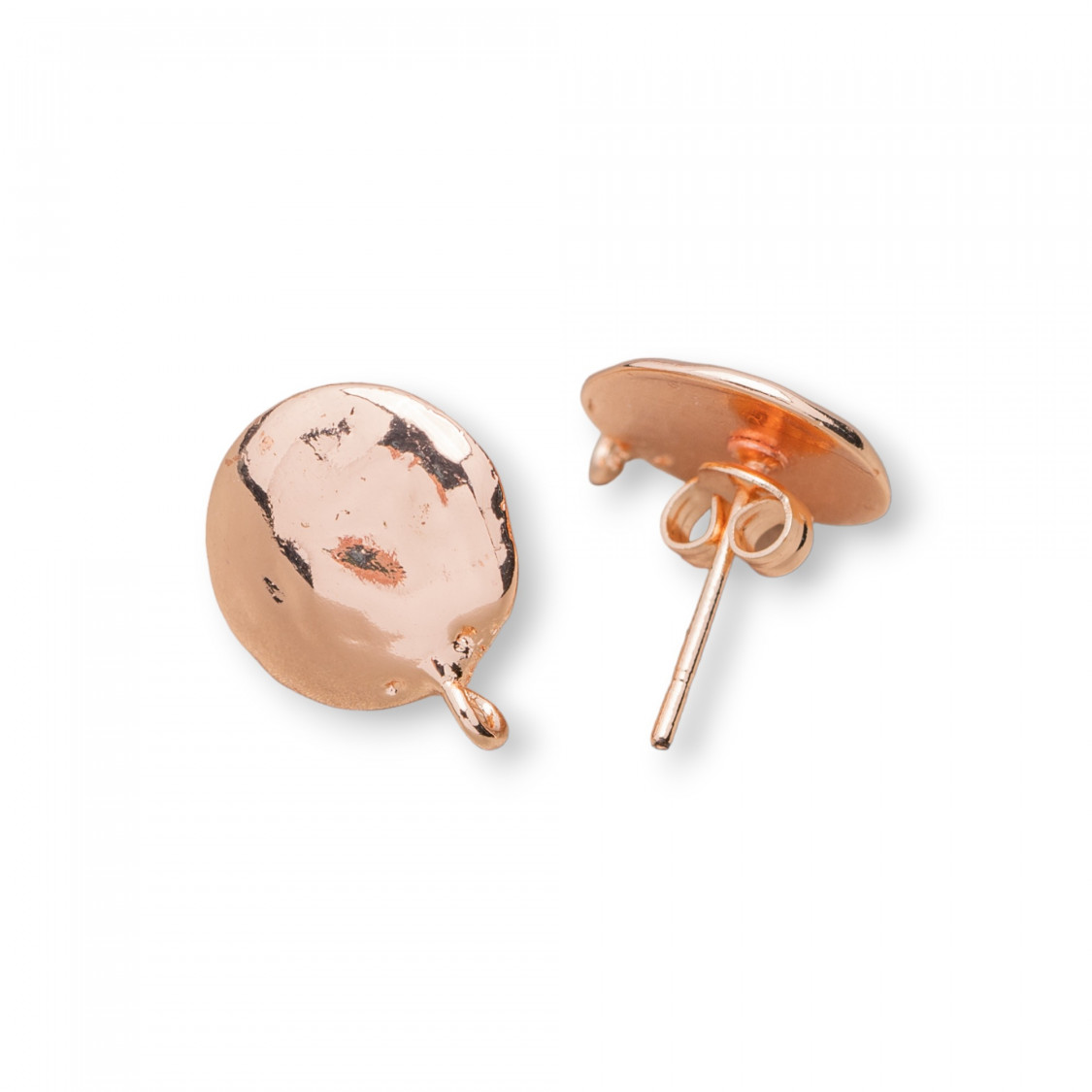 Basi Per Orecchini Di Ottone Perno Tondo Battuto 12mm 10 Paia Oro Rosa-BASI DI OTTONE E BRONZO | Worldofjewel.com