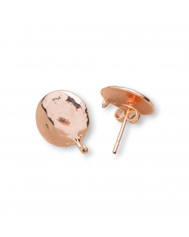 Basi Per Orecchini Di Ottone Perno Tondo Battuto 12mm 10 Paia Oro Rosa-BASI DI OTTONE E BRONZO | Worldofjewel.com