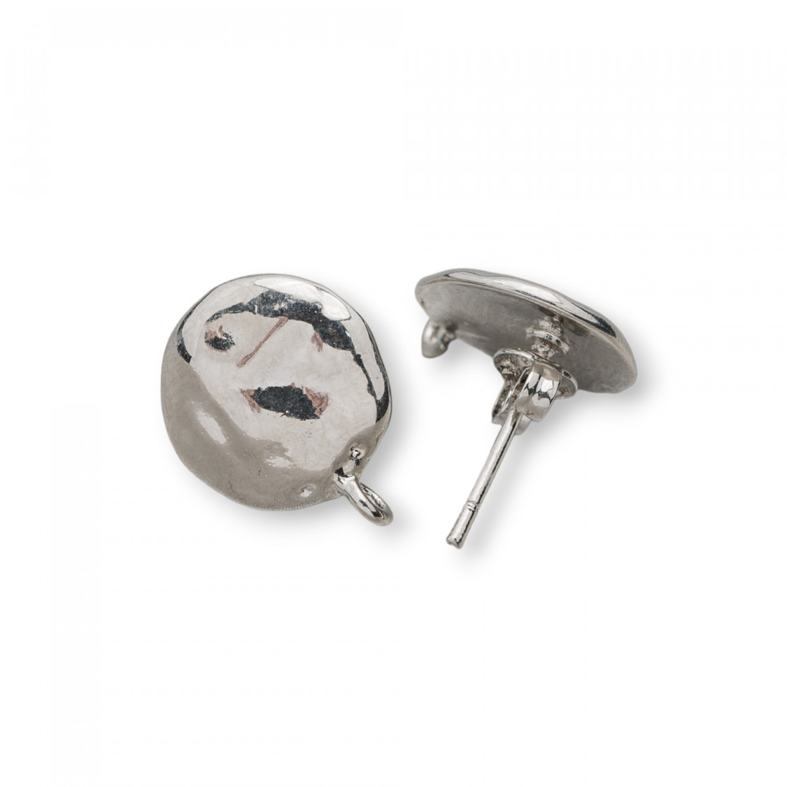 Basi Per Orecchini Di Ottone Perno Tondo Battuto 12mm 10 Paia Rodiato-BASI DI OTTONE E BRONZO | Worldofjewel.com
