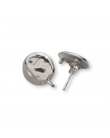 Basi Per Orecchini Di Ottone Perno Tondo Battuto 12mm 10 Paia Rodiato-BASI DI OTTONE E BRONZO | Worldofjewel.com