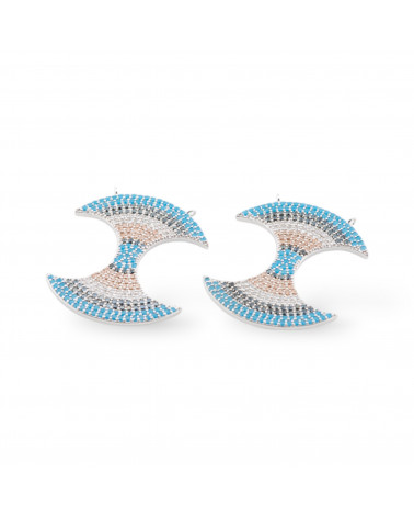 Componente Connettore Di Argento 925 Con Zirconi Con 2 Anellini 26x31mm 2pz Rodiato-CONNETTORI PAVE' | Worldofjewel.com