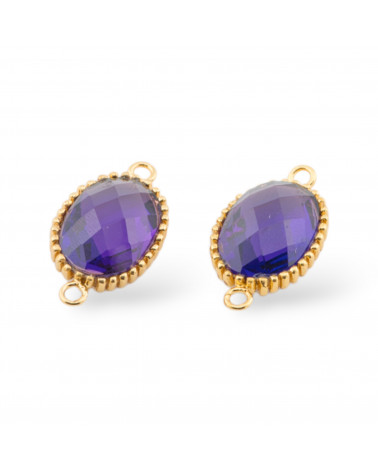 Componente Di Argento 925 Cabochon Idrotermale Ovale 12x22mm 4pz Dorato Viola- CABOCHON DI PIETRE DURE | Worldofjewel.com