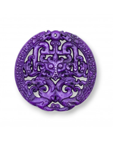 Componente Di Giadeite Inciso 45-65mm 1pz Viola Disegno Random-COMPONENTI DI GIADEITE | Worldofjewel.com