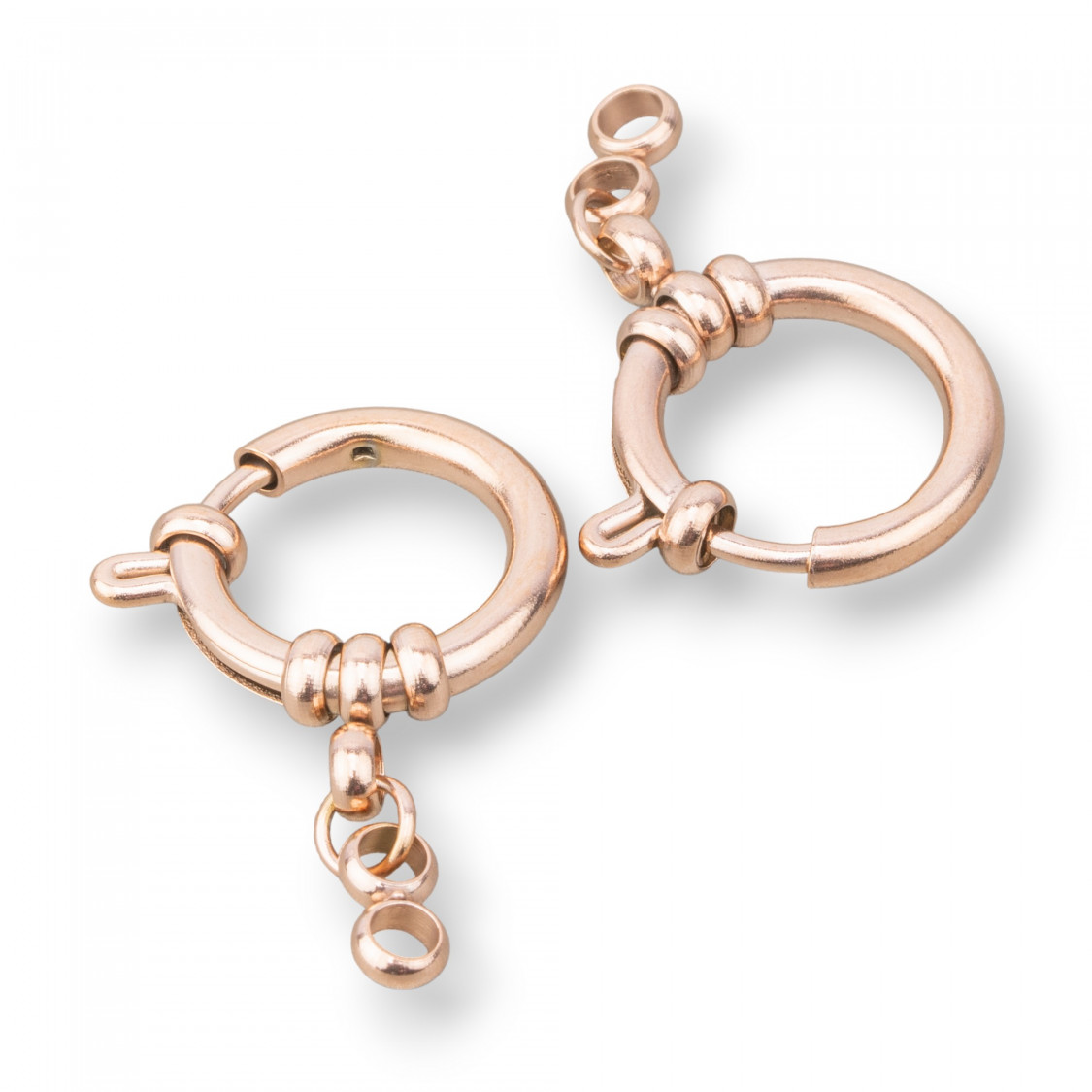 Chiusure Anello A Molla Di Acciaio 18mm 5pz Oro Rosa-CHIUSURE DI ACCIAIO | Worldofjewel.com