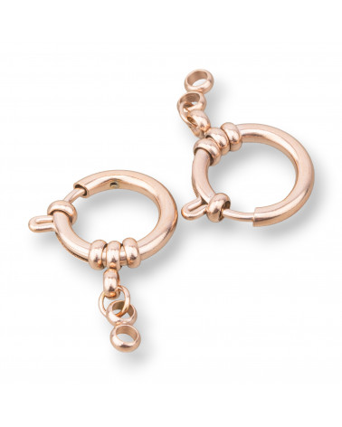 Chiusure Anello A Molla Di Acciaio 18mm 5pz Oro Rosa-CHIUSURE DI ACCIAIO | Worldofjewel.com