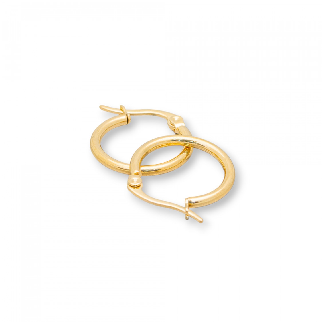 Pendientes Aros Acero Liso 15mm 10 Pares Oro-PENDIENTES DE ACERO | Worldofjewel.com