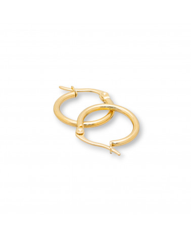 Orecchini Di Acciaio Liscio A Cerchietto 15mm 10 Paia Dorato-ORECCHINI DI ACCIAIO | Worldofjewel.com