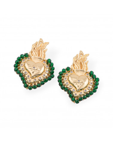 Zentrale Multiwire-Bronzekomponente mit Halbedelsteinen und Zirkonen, 18 x 30 mm, 4 Stück, goldener CZ-Smaragd-FANTASY-STECKVERBINDER | Worldofjewel.com