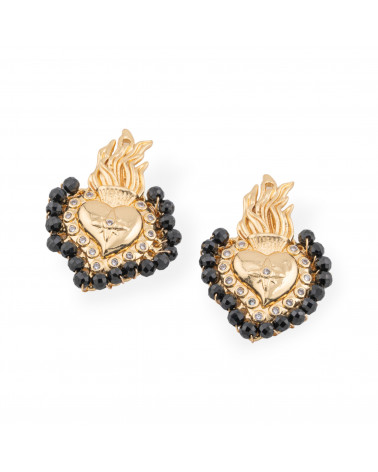Componente Centrale Multifilo Di Bronzo Con Pietre Dure E Zirconi 18x30mm 4pz Dorato CZ Jet-CONNETTORI FANTASIA | Worldofjewel.com