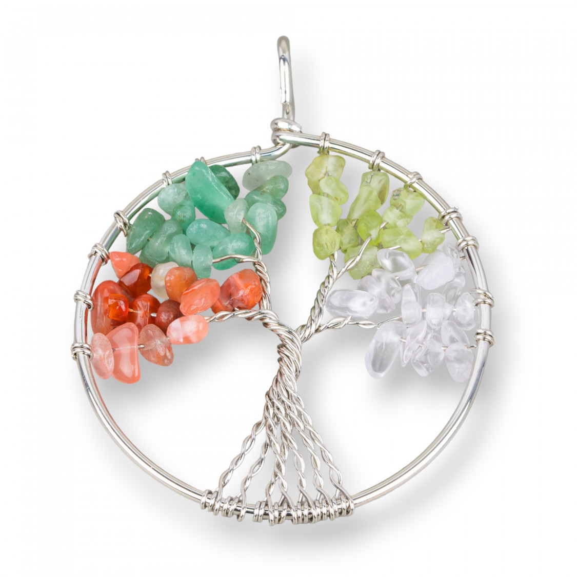 Tree of Life Pendant with Gemstones 50mm 2pcs Rhodium Plated Rainbow-BRASS PENDANTS | Worldofjewel.com