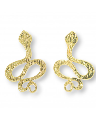Base Per Orecchini Di Bronzo A Perno Serpente 17x24mm 10 Paia Dorato-BASI DI OTTONE E BRONZO | Worldofjewel.com