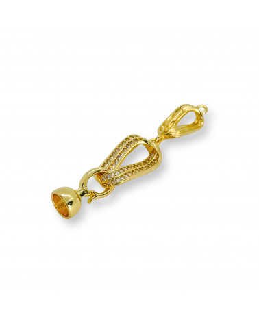 Chiusura di Bronzo A Scatto Con Zirconi 10x44mm 4pz Dorato-CHIUSURE DI OTTONE E BRONZO | Worldofjewel.com