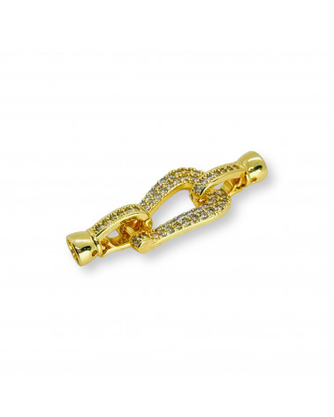 Chiusura di Bronzo A Scatto Con Zirconi 14x40mm 4pz-CHIUSURE DI OTTONE E BRONZO | Worldofjewel.com