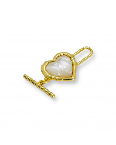 Chiusura di Bronzo T Bar Con Madreperla Cuore 16x30mm 3pz-CHIUSURE DI OTTONE E BRONZO | Worldofjewel.com