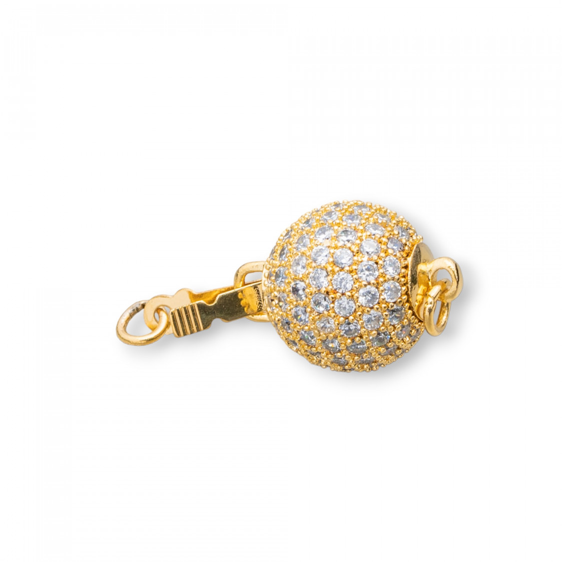 Chiusura Di Ottone Pallina Strass 12mm 3pz Dorato-CHIUSURE DI OTTONE E BRONZO | Worldofjewel.com