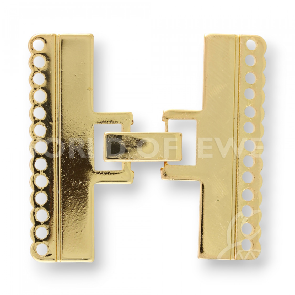 Chiusura Di Ottone Piatto A 13 Fili 6pz Dorato-CHIUSURE DI OTTONE E BRONZO | Worldofjewel.com
