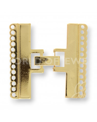Chiusura Di Ottone Piatto A 13 Fili 6pz Dorato-CHIUSURE DI OTTONE E BRONZO | Worldofjewel.com