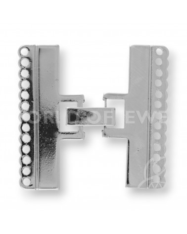 Chiusura Di Ottone Piatto A 13 Fili 6pz Rodiato-CHIUSURE DI OTTONE E BRONZO | Worldofjewel.com