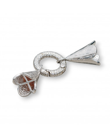 Chiusura Di Ottone Tondo A Scatto Con Coppetta 25x65mm 7pz Rodiato-CHIUSURE DI OTTONE E BRONZO | Worldofjewel.com