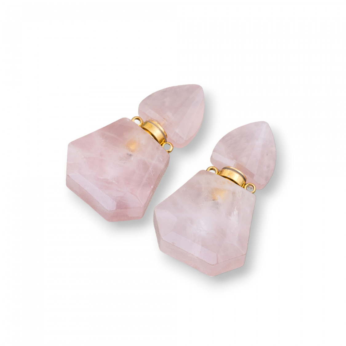 Componente Pendente A Bottigliette Di Pietre Dure MOD6 24x38mm 2pz Quarzo Rosa-CIONDOLI DI PIETRE DURE | Worldofjewel.com