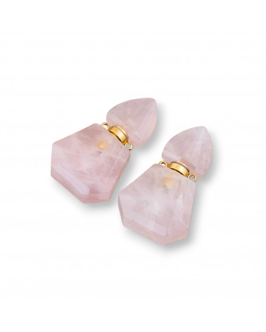 Componente Pendente A Bottigliette Di Pietre Dure MOD6 24x38mm 2pz Quarzo Rosa-CIONDOLI DI PIETRE DURE | Worldofjewel.com
