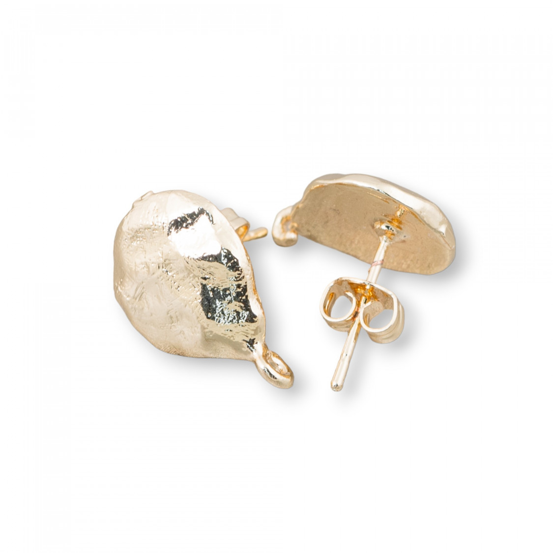 Basi Per Orecchini Di Ottone Perno Goccia Battuta 13x20mm 10 Paia Dorato-BASI DI OTTONE E BRONZO | Worldofjewel.com