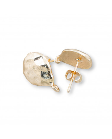 Basi Per Orecchini Di Ottone Perno Goccia Battuta 13x20mm 10 Paia Dorato-BASI DI OTTONE E BRONZO | Worldofjewel.com
