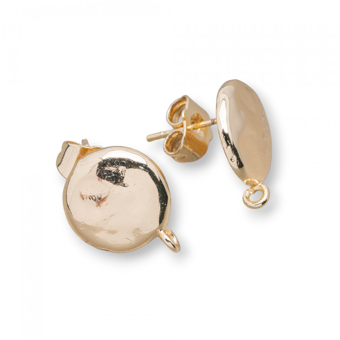 Bases de Boucles d'Oreilles en Laiton Forgé Broche Ronde 14mm 10 Paires Doré-BASES EN LAITON ET BRONZE | Worldofjewel.com