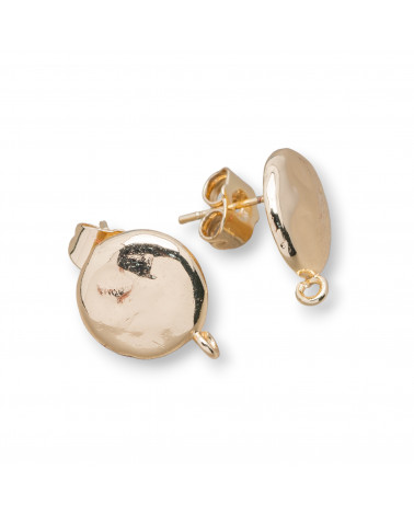 Bases de Boucles d'Oreilles en Laiton Forgé Broche Ronde 14mm 10 Paires Doré-BASES EN LAITON ET BRONZE | Worldofjewel.com