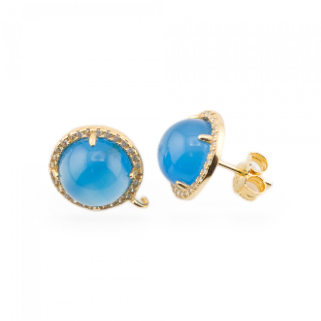 Base pour boucles d'oreilles en argent 925 avec zircons, broche de lunette 13mm avec pierres semi-précieuses, 1 paire d'agate bl-SOCLE EN ARGENT 925 | Worldofjewel.com