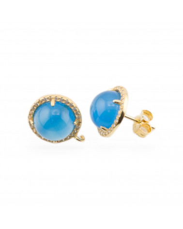 Base pour boucles d'oreilles en argent 925 avec zircons, broche de lunette 13mm avec pierres semi-précieuses, 1 paire d'agate bl-SOCLE EN ARGENT 925 | Worldofjewel.com