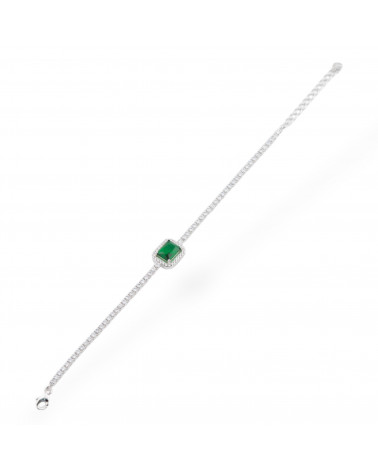 Bracciale In Argento 925 Con Zirconi 1pz MOD572 Rodiato Verde-BRACCIALI DI ARGENTO 925 | Worldofjewel.com
