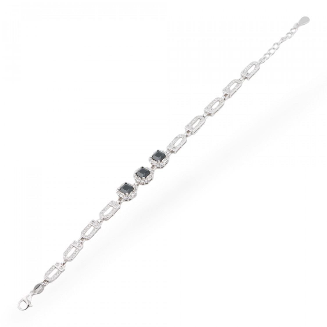 Bracciale In Argento 925 Con Zirconi Pave' 1pz MOD959 Rodiato Nero-BRACCIALI DI ARGENTO 925 | Worldofjewel.com