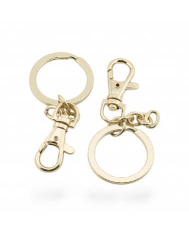 Anelli Brise' Di Acciaio 316L Con Catena E Moschettone Per Portachiavi 6pz Dorato-BRISE' PER PORTACHIAVI | Worldofjewel.com