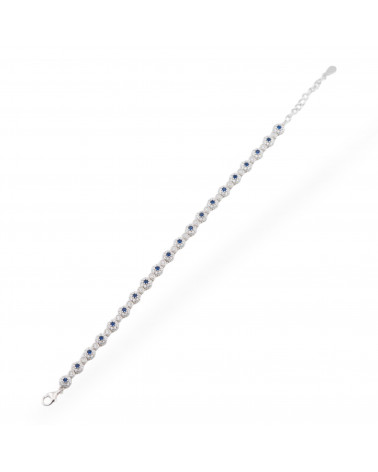 Bracciale In Argento 925 Con Zirconi 1pz MOD556 Rodiato Blu-BRACCIALI DI ARGENTO 925 | Worldofjewel.com