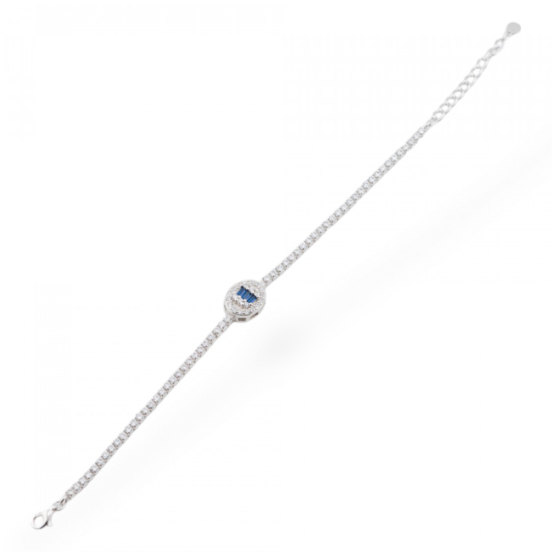 Bracciale In Argento 925 Con Zirconi 1pz MOD563 Rodiato Blu-BRACCIALI DI ARGENTO 925 | Worldofjewel.com
